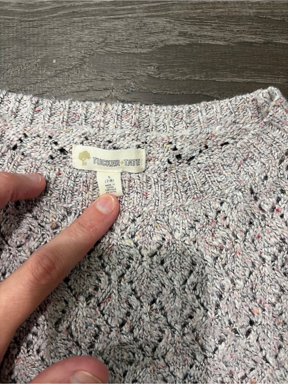 Tucker + Tate Girls Crochet Open Knit Crossover Sweater Grey S 7/8 - Picture 3 of 3